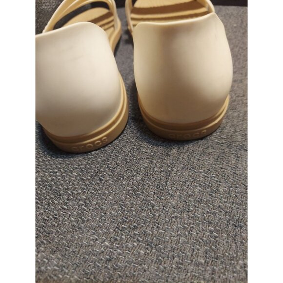 Crocs Sandals Tulum White Tan Womens Size 8 Strappy Flats Comfort Vacation - Picture 6 of 10